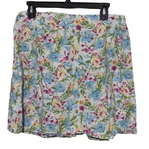 Partners Linen Blend Tennis Skort wrap skirt floral sz 14 pickleball golf preppy